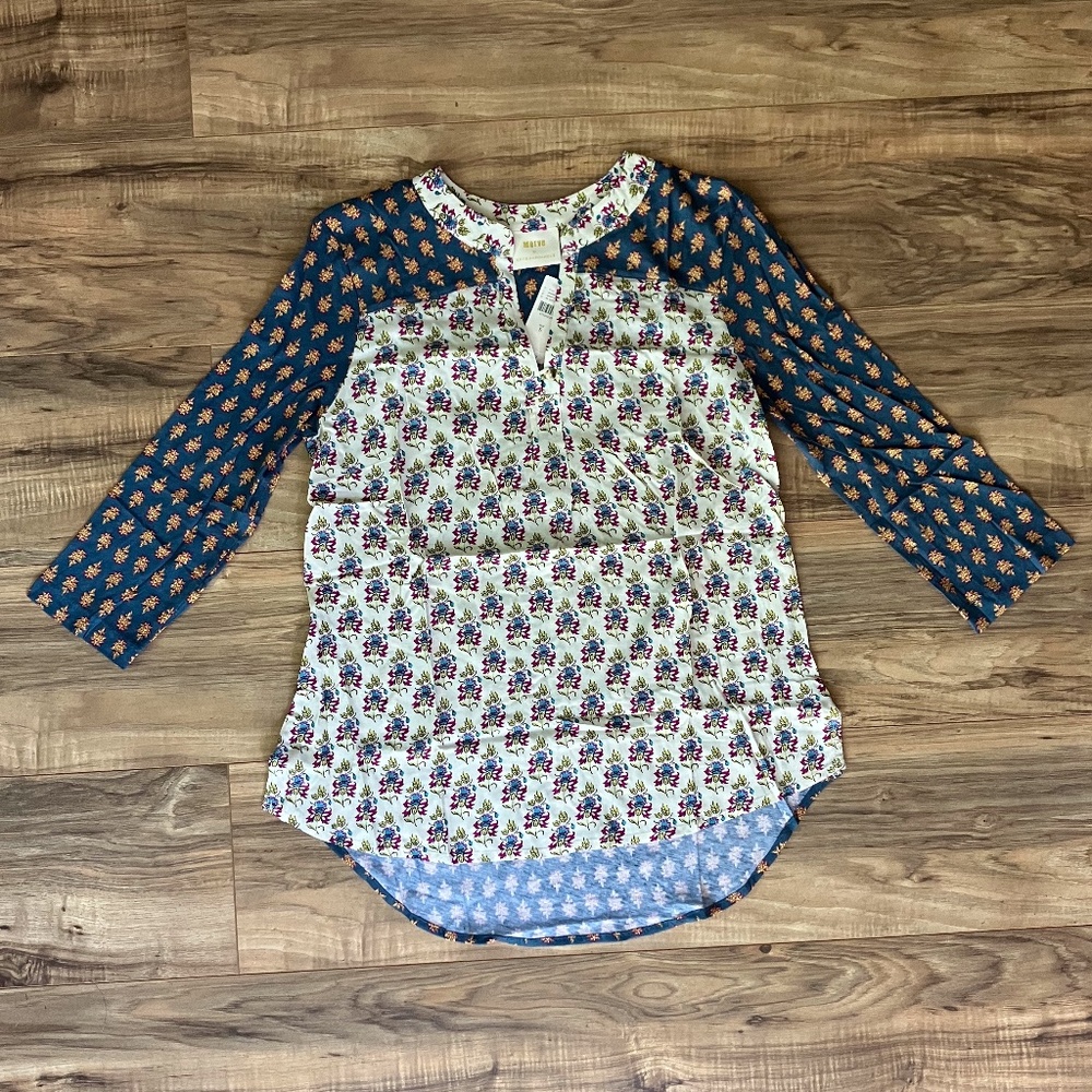Anthro Maeve 3/4 Sleeve Floral Top